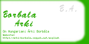 borbala arki business card