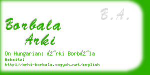 borbala arki business card